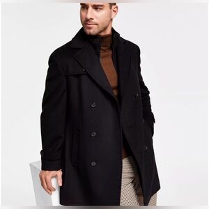 Ralph Lauren Polo Timeless Vintage Wool Button Quilted Coat Black Preppy Large